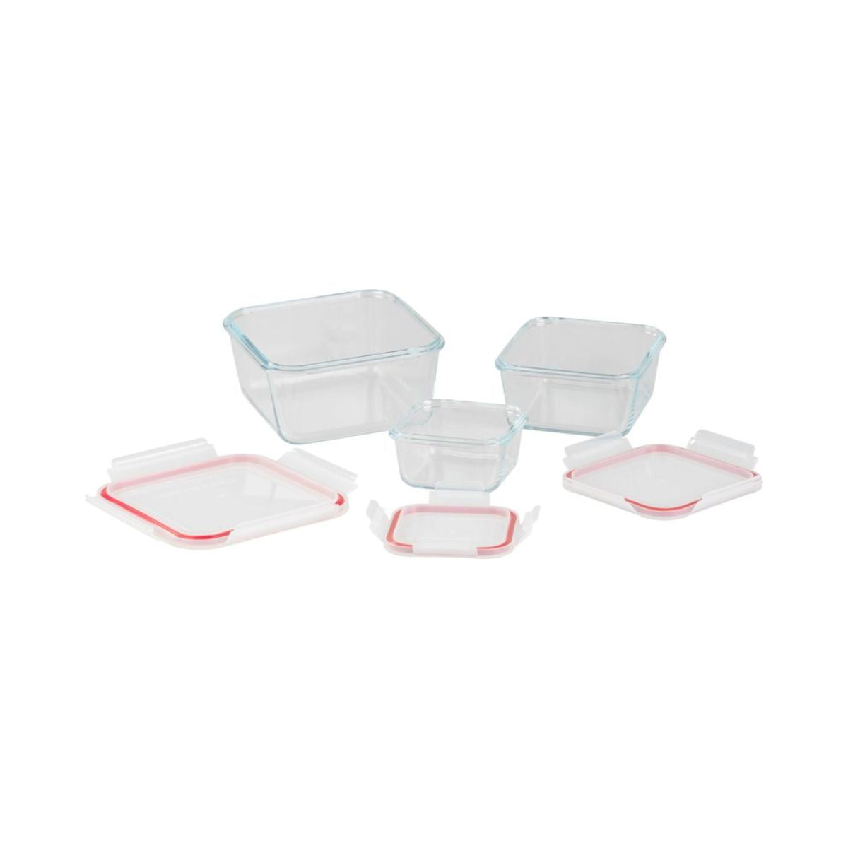 Set 3 caserole patrate din sticla MagicHome, 450/1000/1900 ml, roz, 3, hectarul.ro