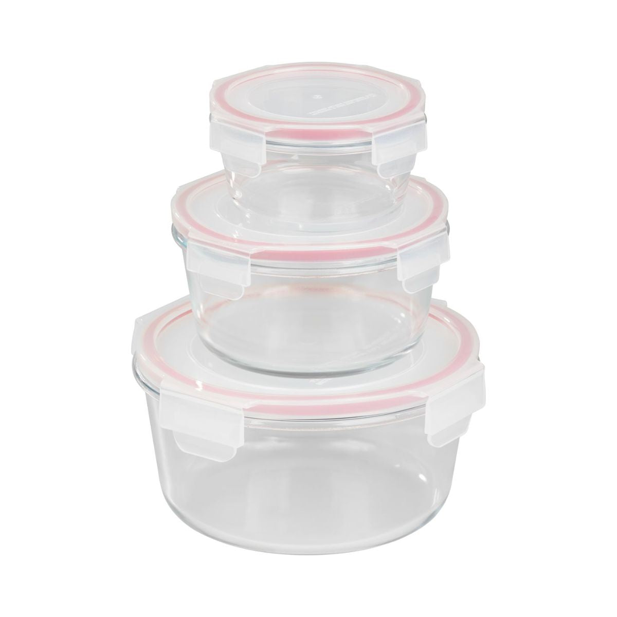 Set 3 caserole rotunde din sticla MagicHome, 370/800/1500 ml, roz, 1, hectarul.ro