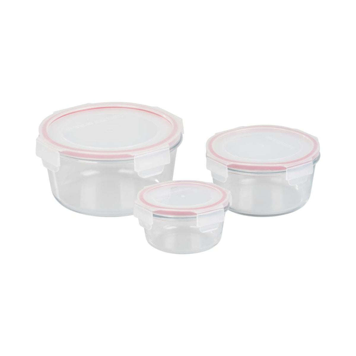 Set 3 caserole rotunde din sticla MagicHome, 370/800/1500 ml, roz, 2, hectarul.ro