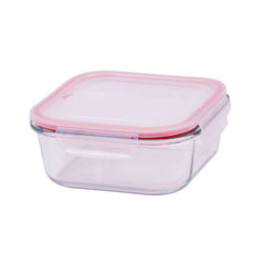 Caserola patrata 1100 ml din sticla borosilicata cu capac BSG1 MagicHome, roz