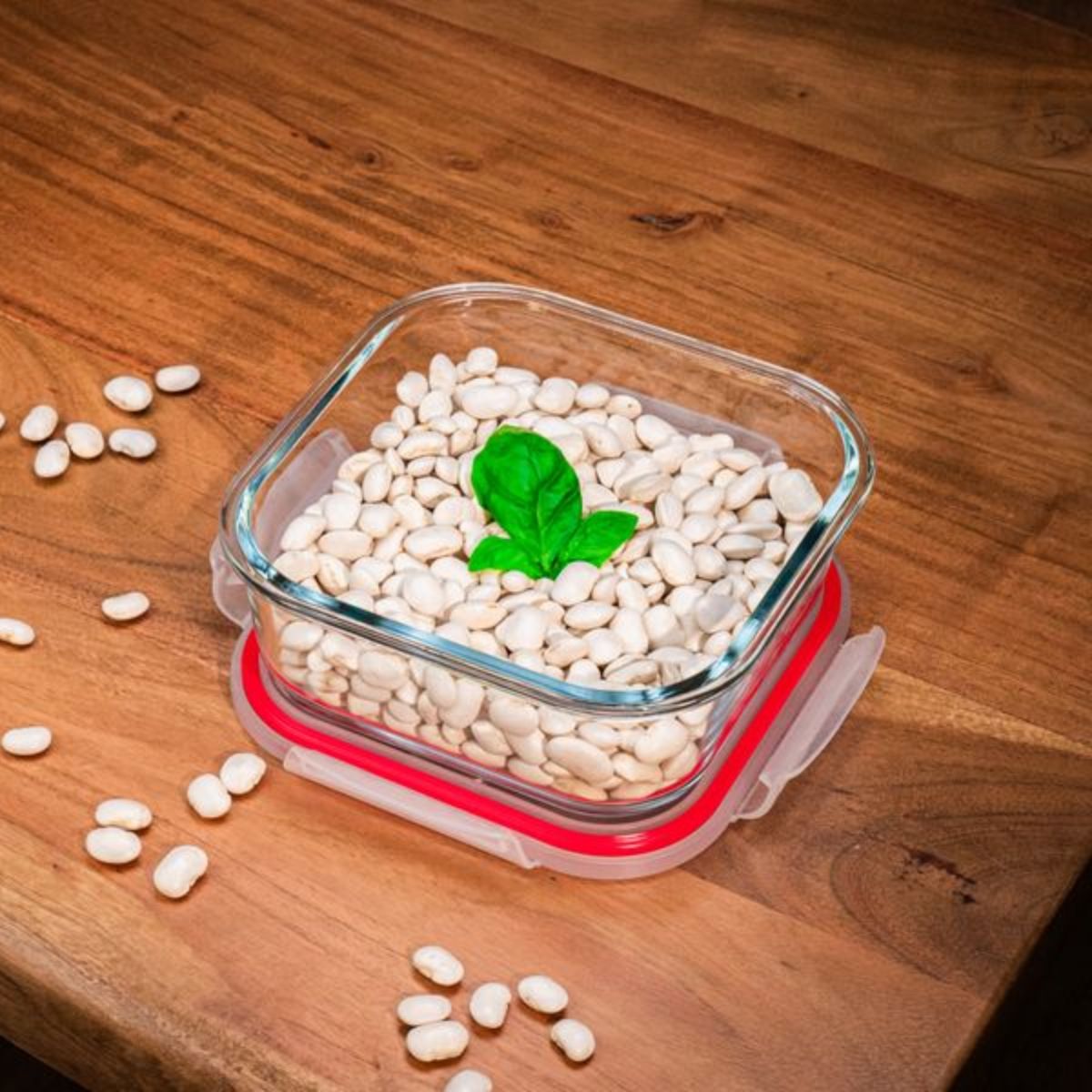 Caserola patrata 1100 ml din sticla borosilicata cu capac BSG1 MagicHome, roz, 2, hectarul.ro