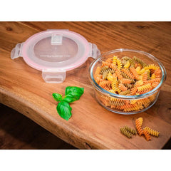 Caserola rotunda 950 ml din sticla borosilicata cu capac BSG3 MagicHome, roz