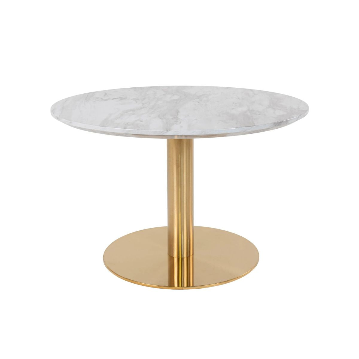 Masuta de cafea alb/auriu cu aspect de marmura din otel si MDF Ø70 cm Bolzano House Nordic, 1, hectarul.ro