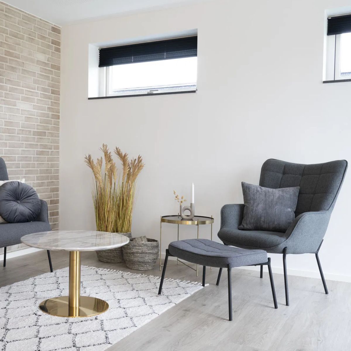 Masuta de cafea alb/auriu cu aspect de marmura din otel si MDF Ø70 cm Bolzano House Nordic, 5, hectarul.ro