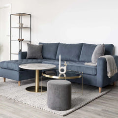 Masuta de cafea alb/auriu cu aspect de marmura din otel si MDF Ø70 cm Bolzano House Nordic