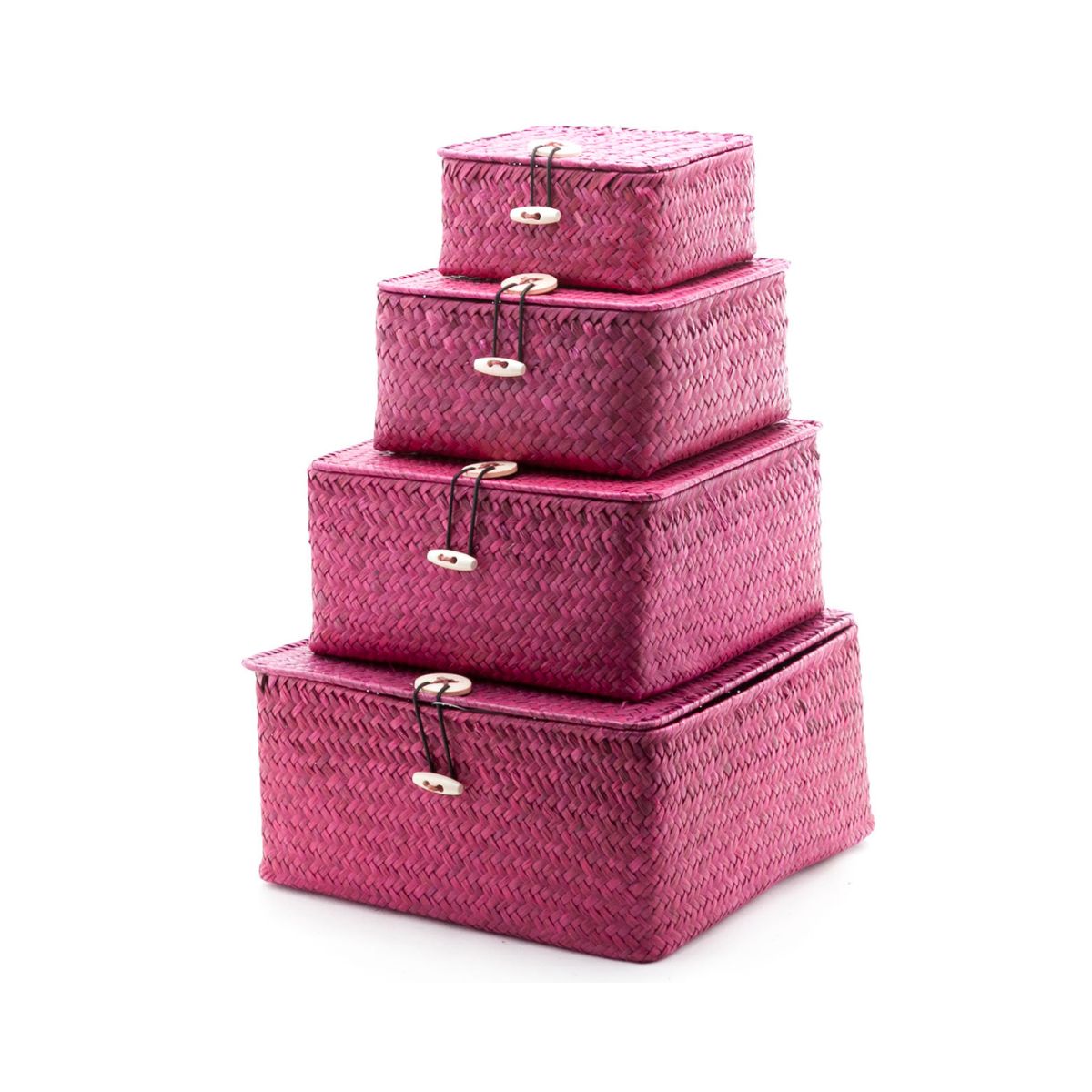 Set de 4 cosuri de depozitare, rosu burgundy, din fibre vegetale, Cosy&Trendy, 1, hectarul.ro