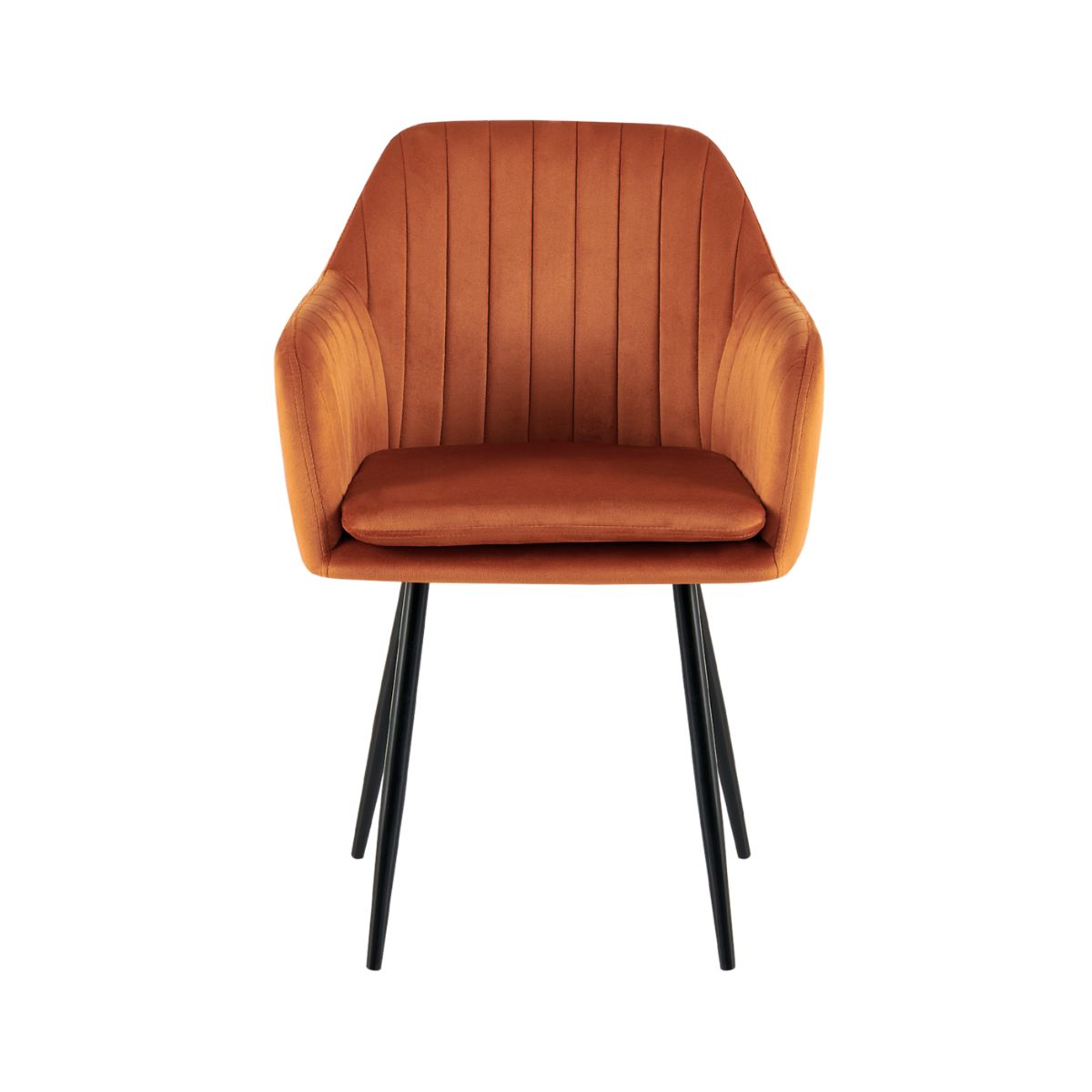 Scaun living/dining portocaliu, tapiserie catifea, cadru metalic, Linea HARO, 5, hectarul.ro