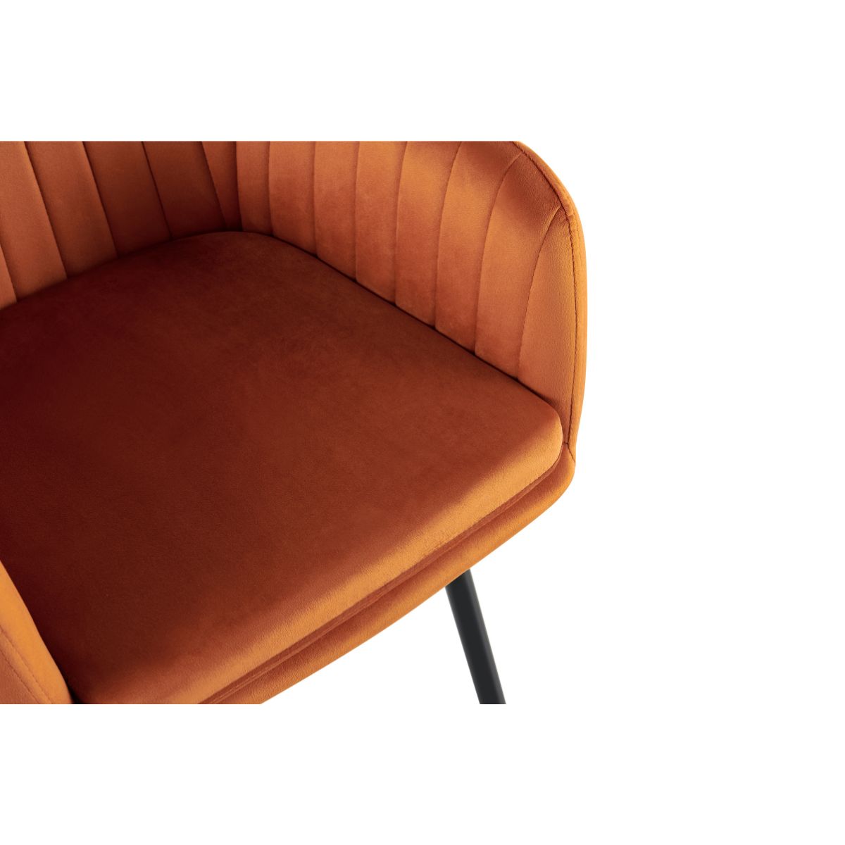 Scaun living/dining portocaliu, tapiserie catifea, cadru metalic, Linea HARO, 4, hectarul.ro