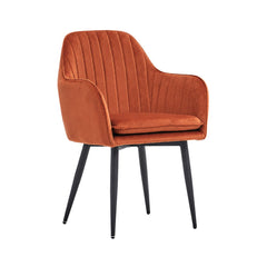 Scaun living/dining portocaliu, tapiserie catifea, cadru metalic, Linea HARO