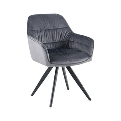 Scaun dining gri, tapiserie textil si cadru metalic, rotativ, 60x60x85 cm Lodge HARO