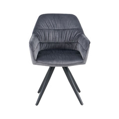 Scaun dining gri, tapiserie textil si cadru metalic, rotativ, 60x60x85 cm Lodge HARO