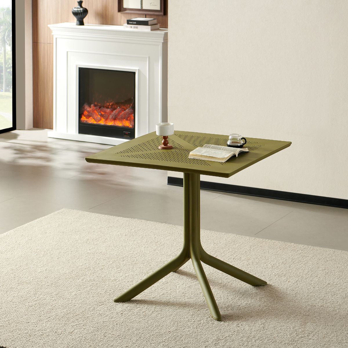 Masa terasa/gradina verde-oliv din polipropilena, 80x80x74 cm, Toledo Bistro, 5, hectarul.ro