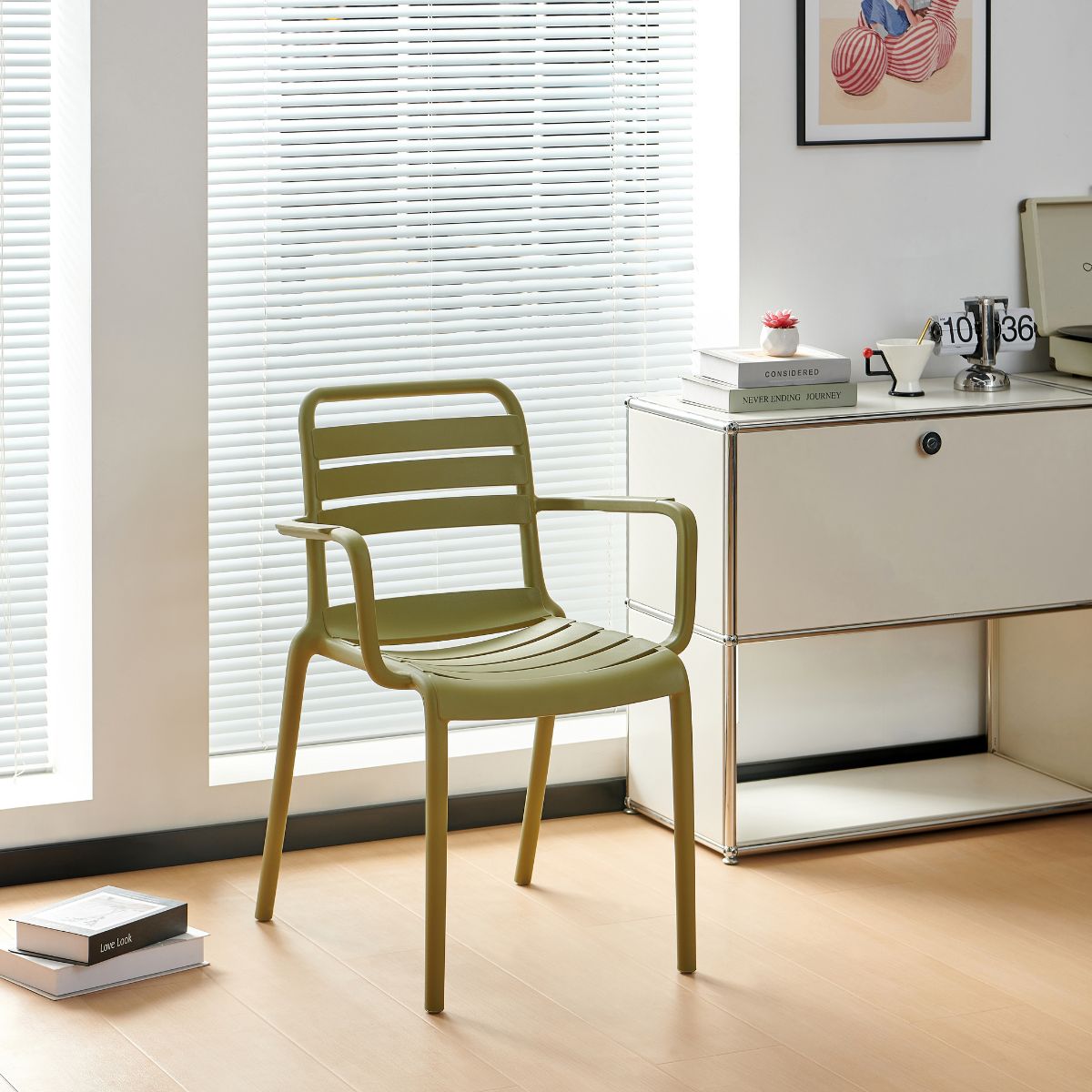 Scaun terasa/gradina verde-oliv din polipropilena Valencia Relax Haro, 3, hectarul.ro