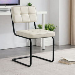 Scaun living/dining crem din piele artificiala si metal Oslo View Haro