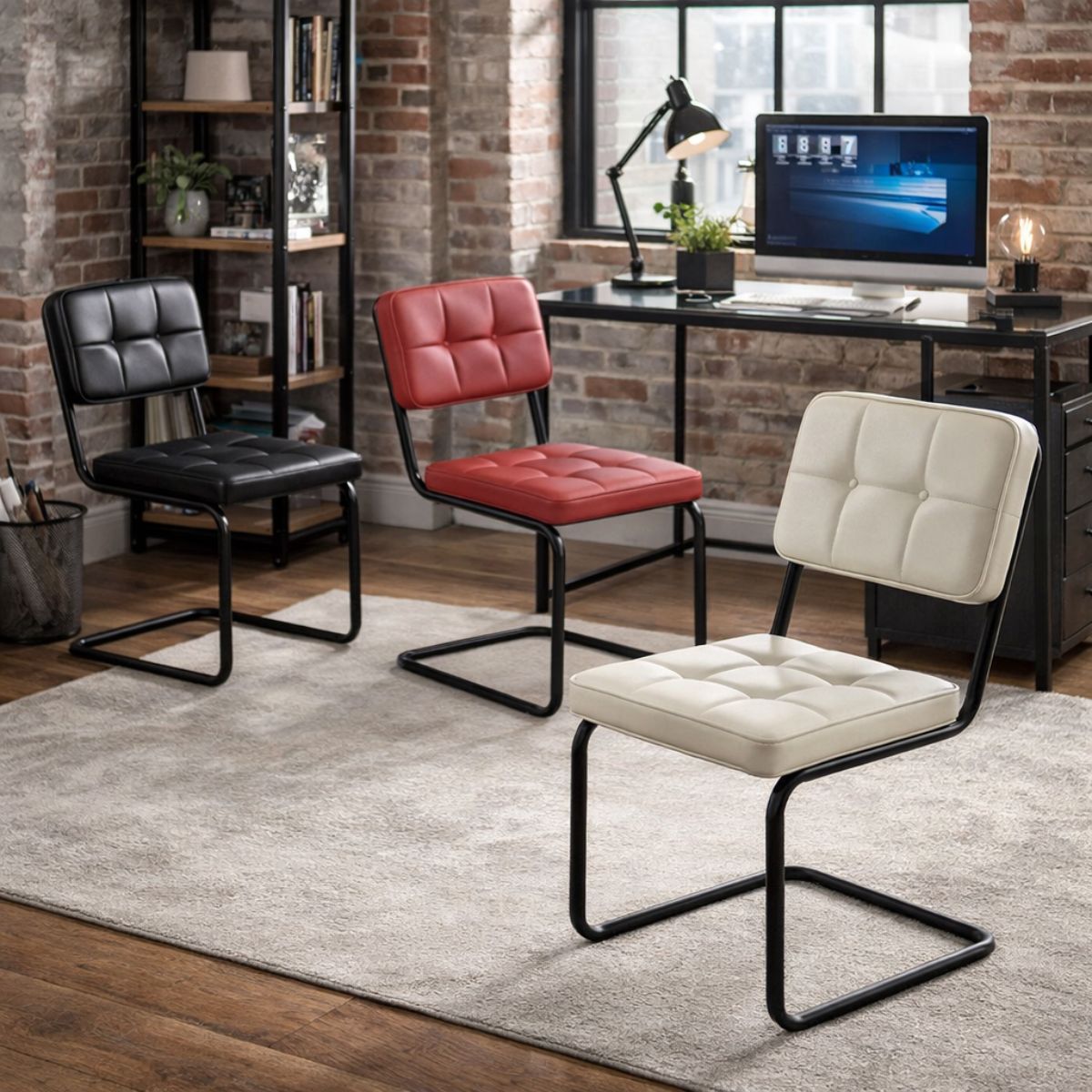Scaun living/dining negru din piele artificiala si metal Oslo View Haro, 2, hectarul.ro