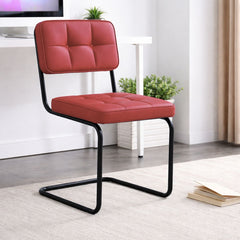 Scaun living/dining rosu din piele artificiala si metal Oslo View Haro