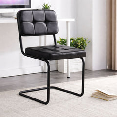 Scaun living/dining negru din piele artificiala si metal Oslo View Haro