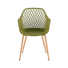Scaun dining verde-oliv din polipropilena si metal Diamond Haro