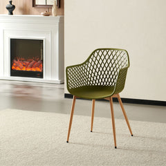 Scaun dining verde-oliv din polipropilena si metal Diamond Haro