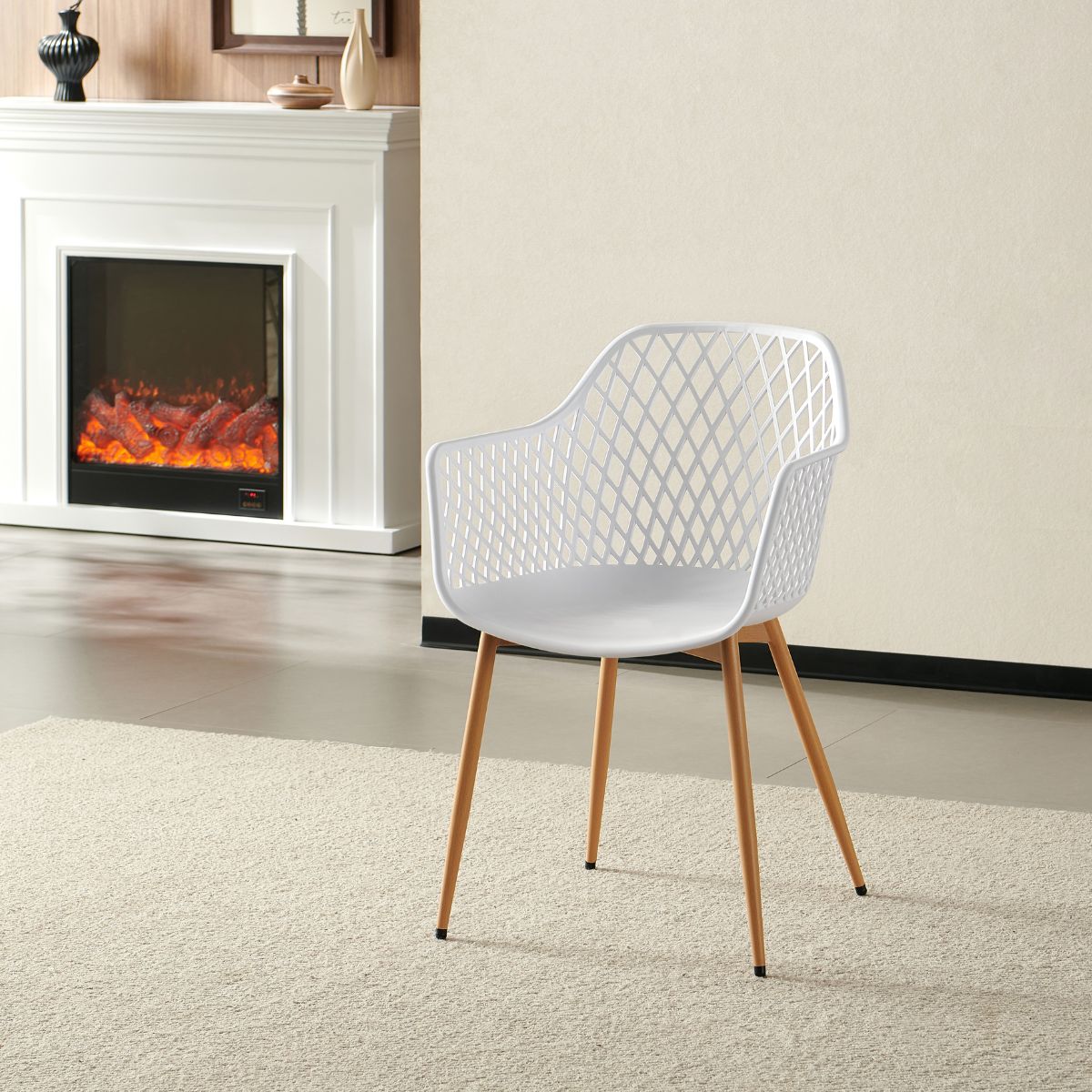 Scaun dining alb din polipropilena si metal Diamond Haro, 5, hectarul.ro