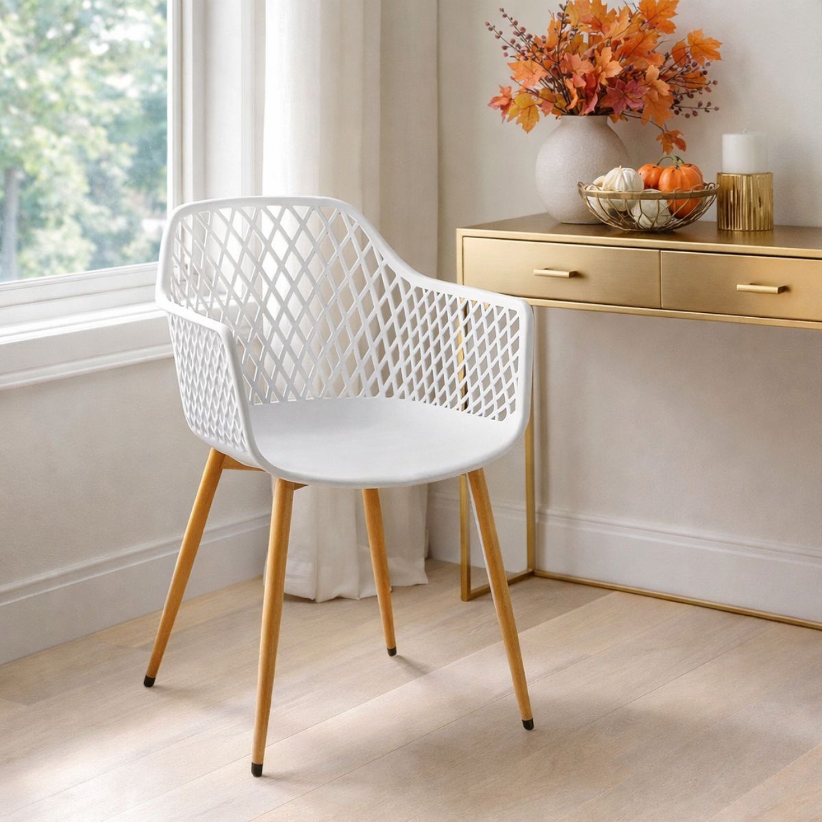 Scaun dining alb din polipropilena si metal Diamond Haro, 2, hectarul.ro