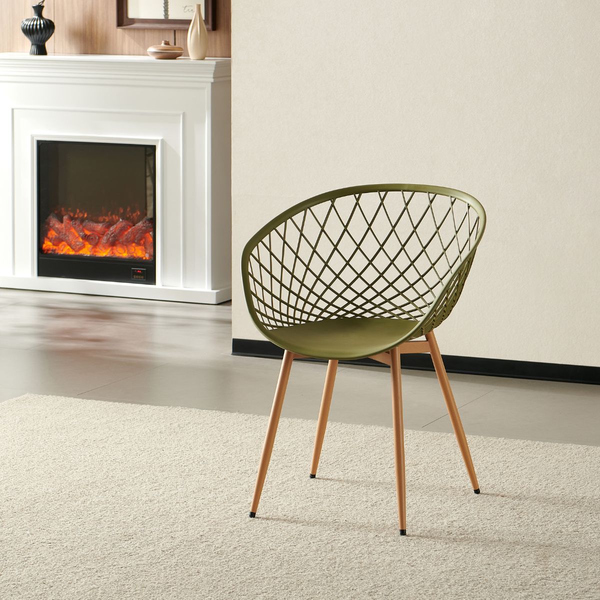 Scaun de living verde-oliv din polipropilena si metal Optimus Grand Haro, 2, hectarul.ro
