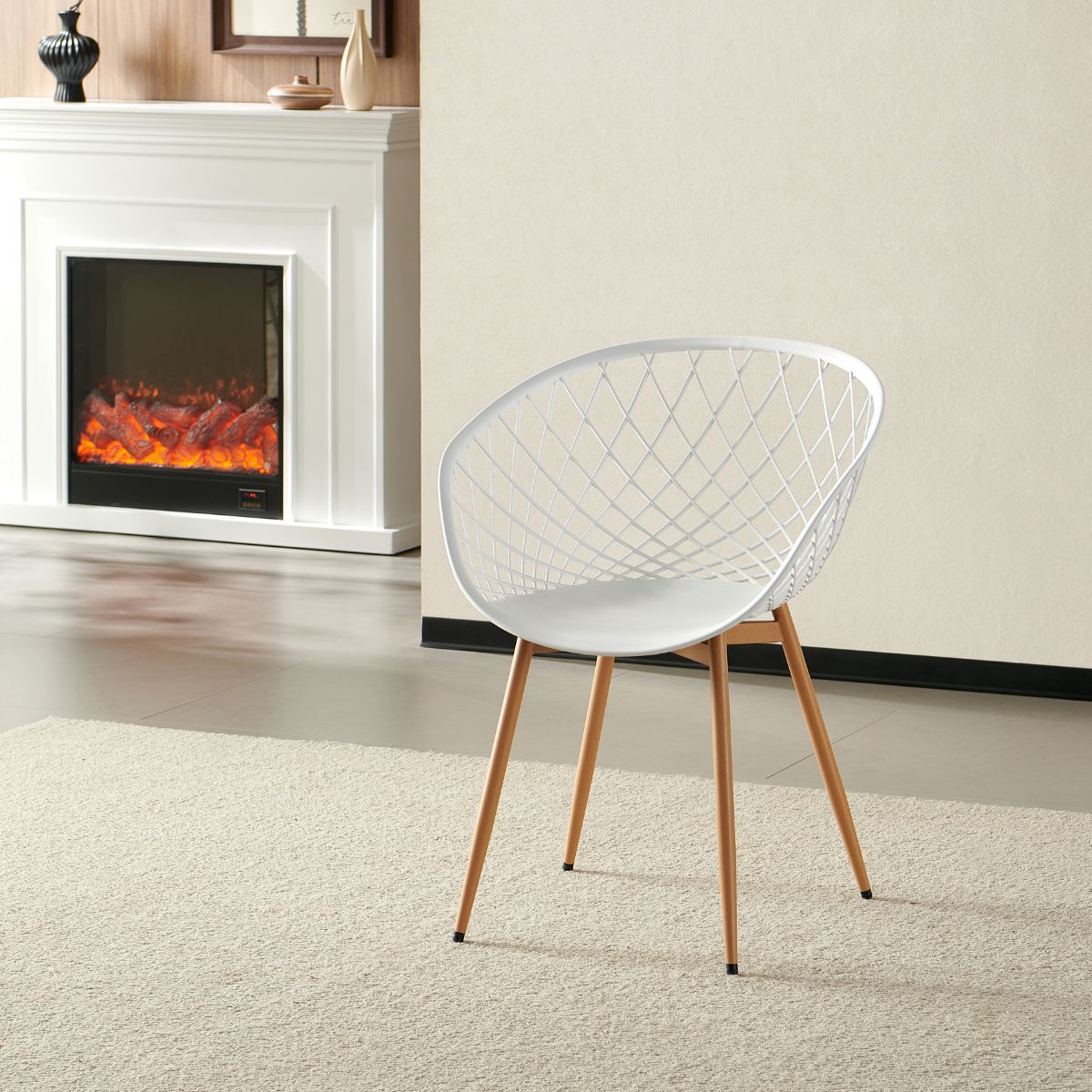 Scaun de living alb din polipropilena si metal Optimus Grand Haro, 5, hectarul.ro
