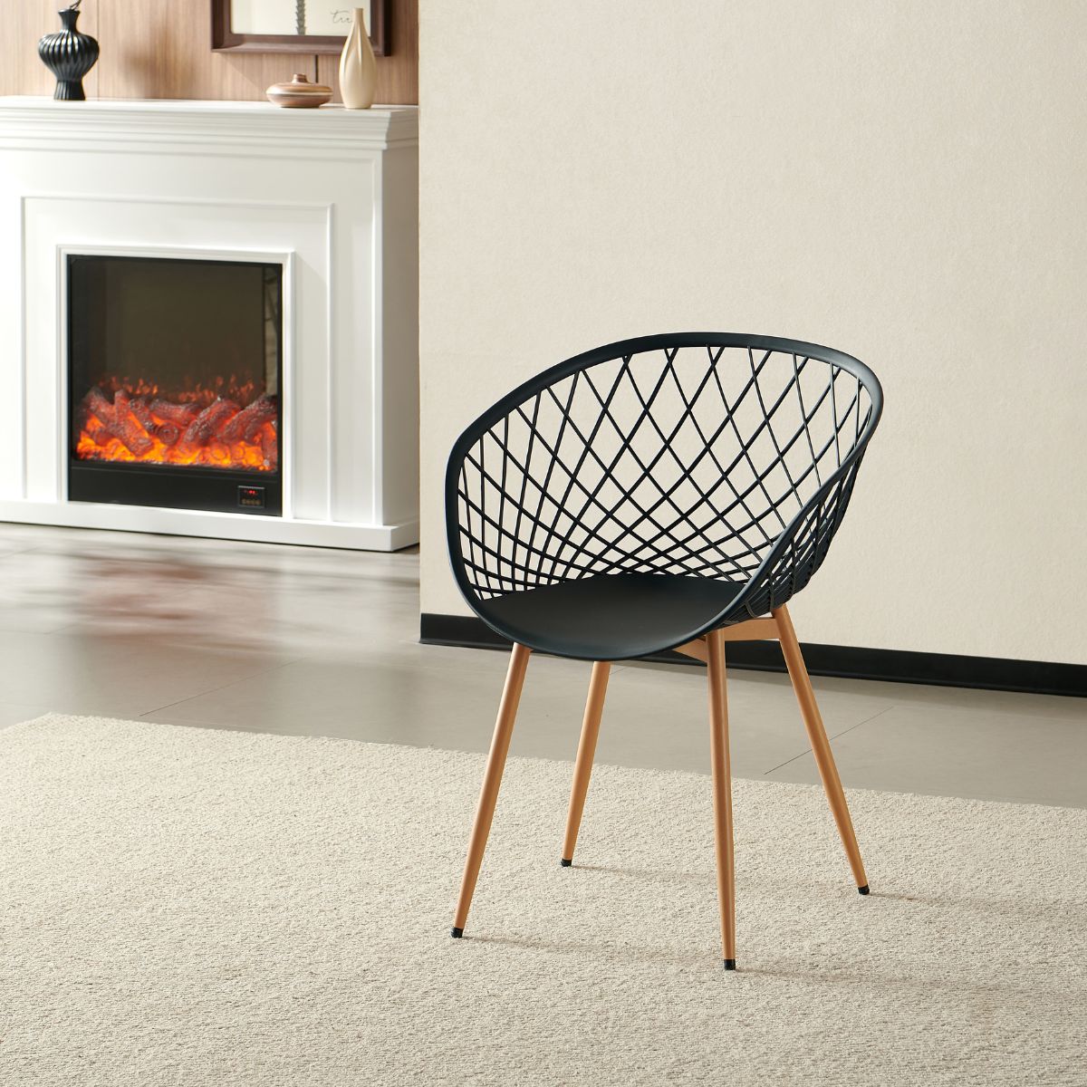 Scaun de living negru din polipropilena si metal Optimus Grand Haro, 2, hectarul.ro