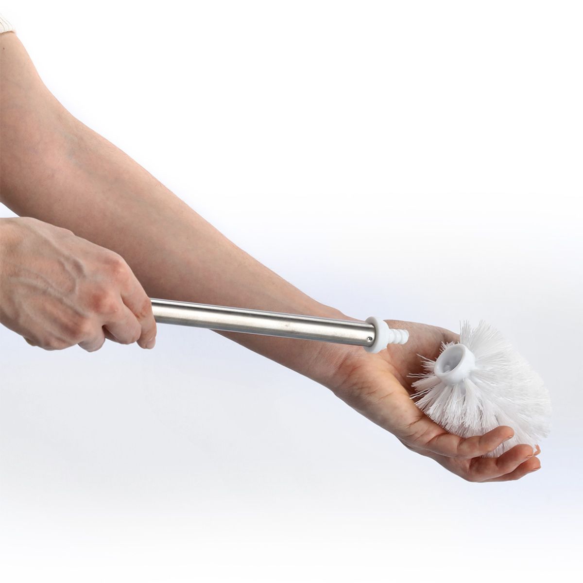 Perie de toaleta cu maner din inox și cap curatare alb, Ø 7,5 x 39,5 cm, Zeller, 2, hectarul.ro