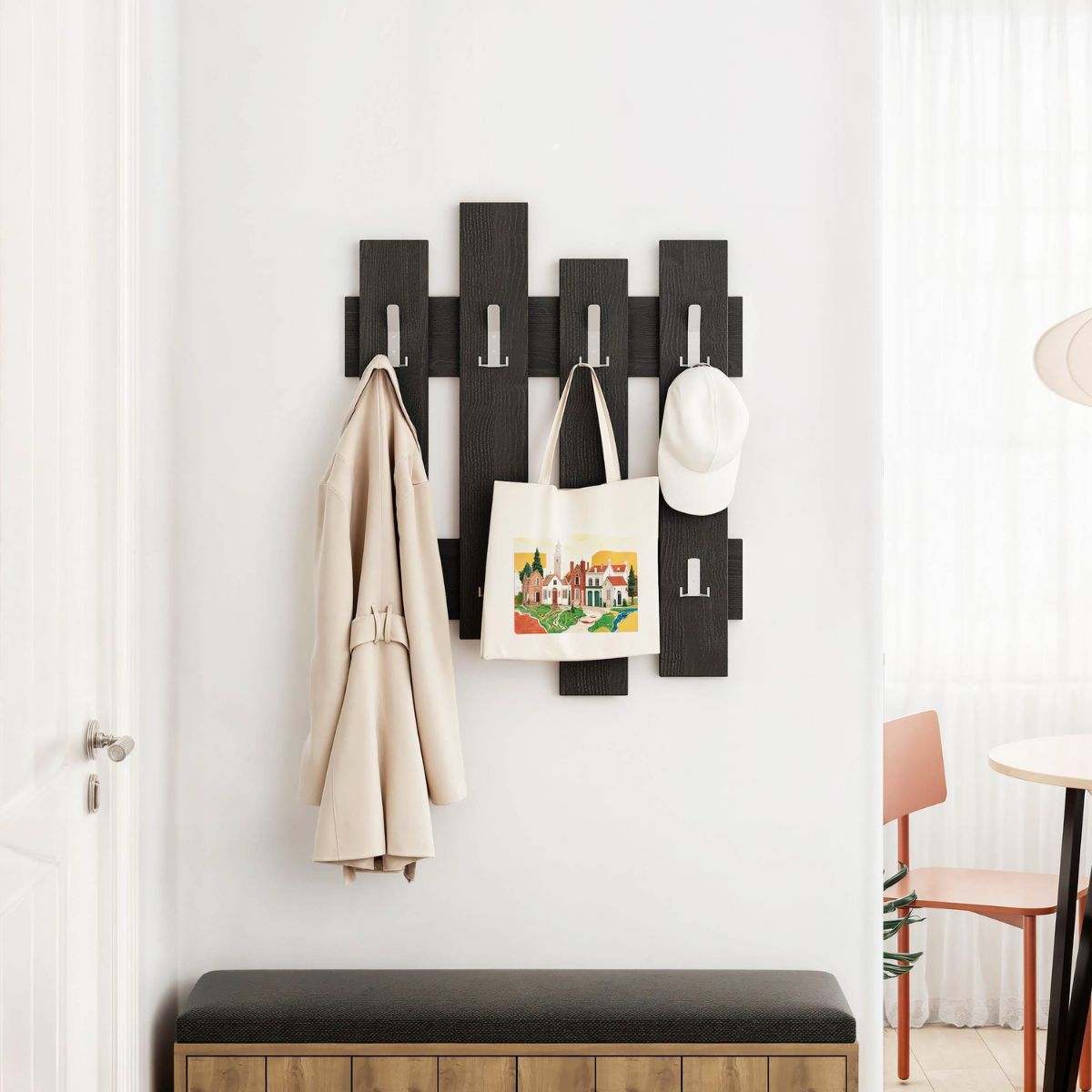 Cuier negru din PAL melaminat 64x81 cm Wave Decortie, 6, hectarul.ro