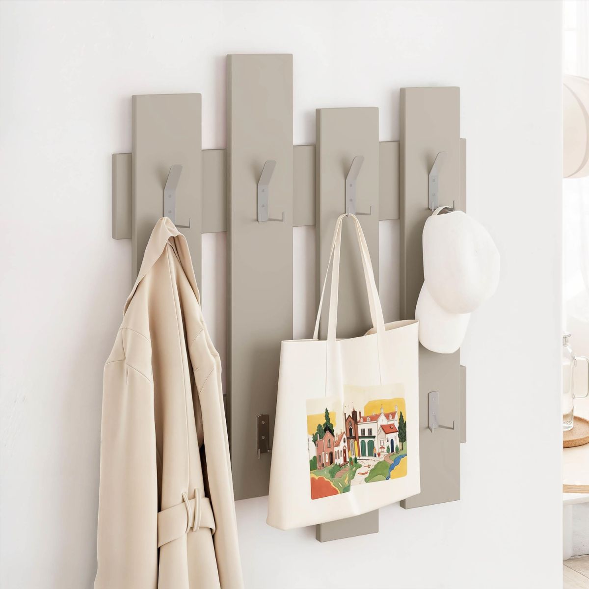 Cuier bej-nisipiu din PAL melaminat 64x81 cm Wave Decortie, 2, hectarul.ro