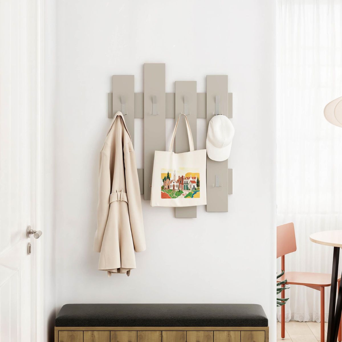 Cuier bej-nisipiu din PAL melaminat 64x81 cm Wave Decortie, 6, hectarul.ro