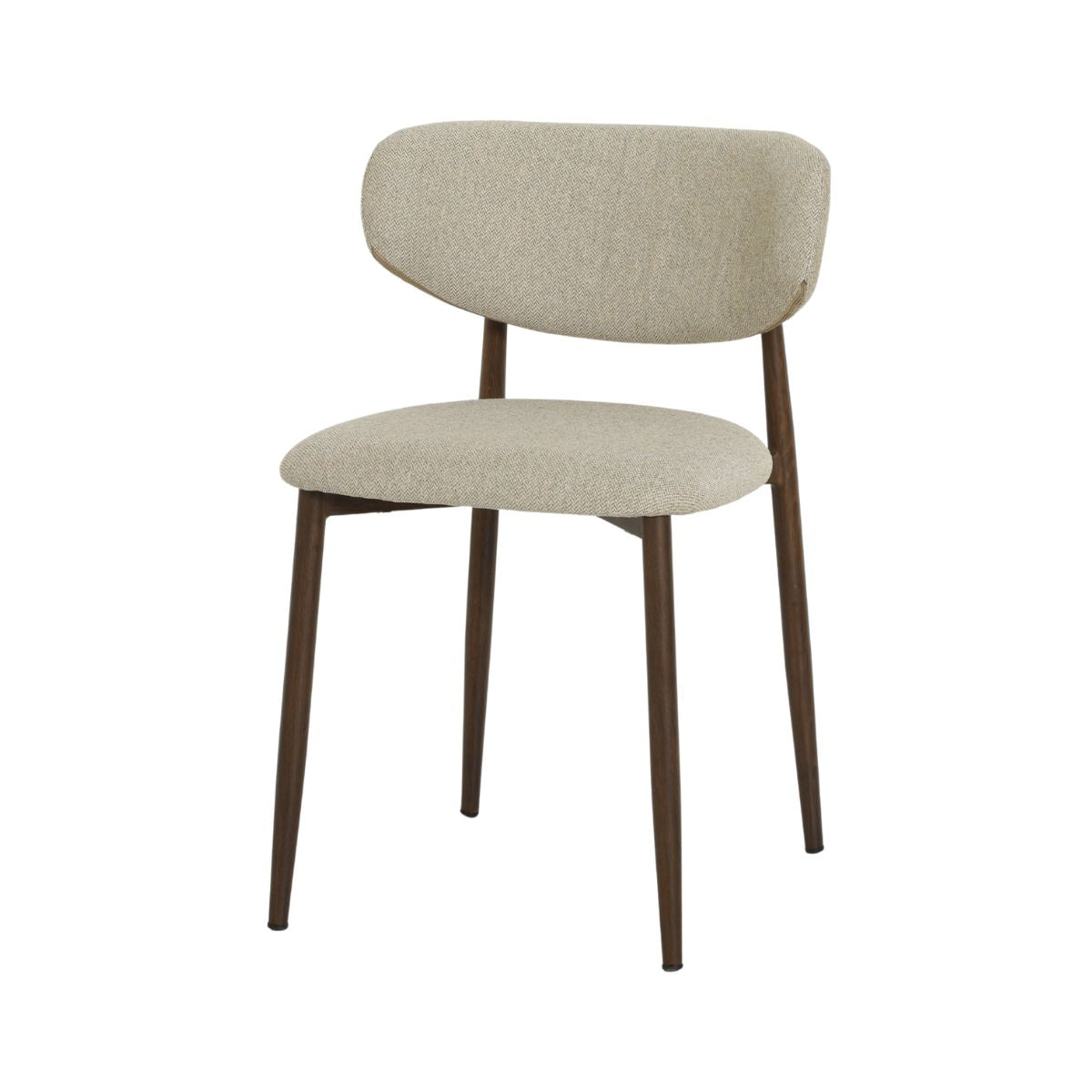 Scaun dining Classic Ote bej, textil, cu picioare metalice cu aspect lemn, 1, hectarul.ro