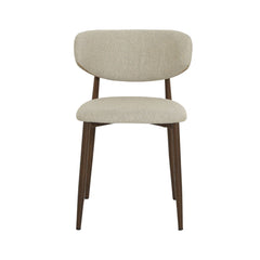 Scaun dining Classic Ote bej, textil, cu picioare metalice cu aspect lemn