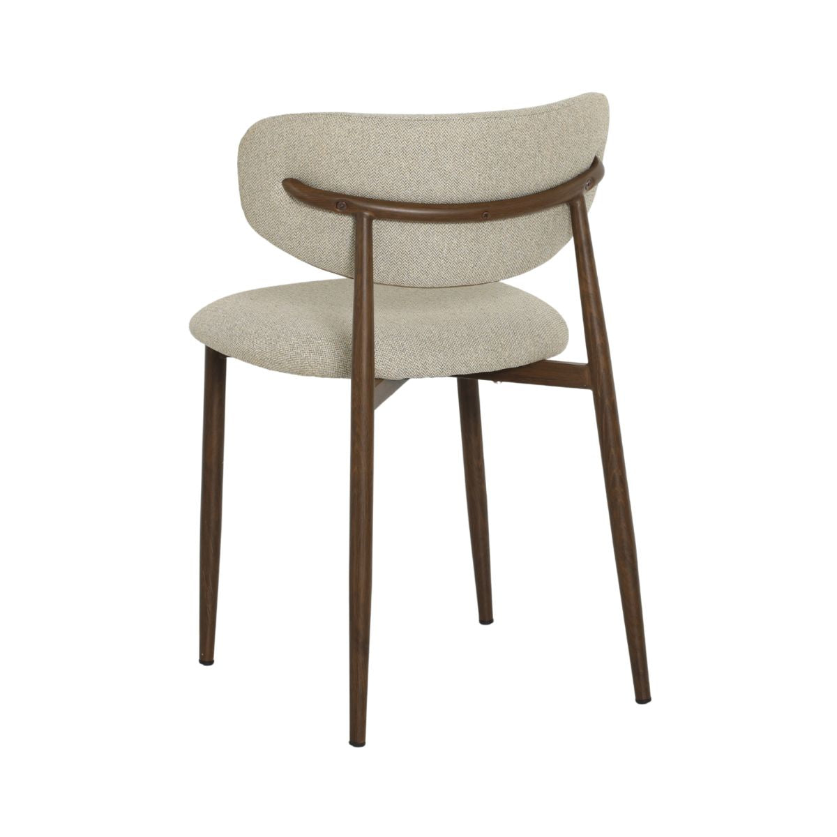 Scaun dining Classic Ote bej, textil, cu picioare metalice cu aspect lemn, 4, hectarul.ro