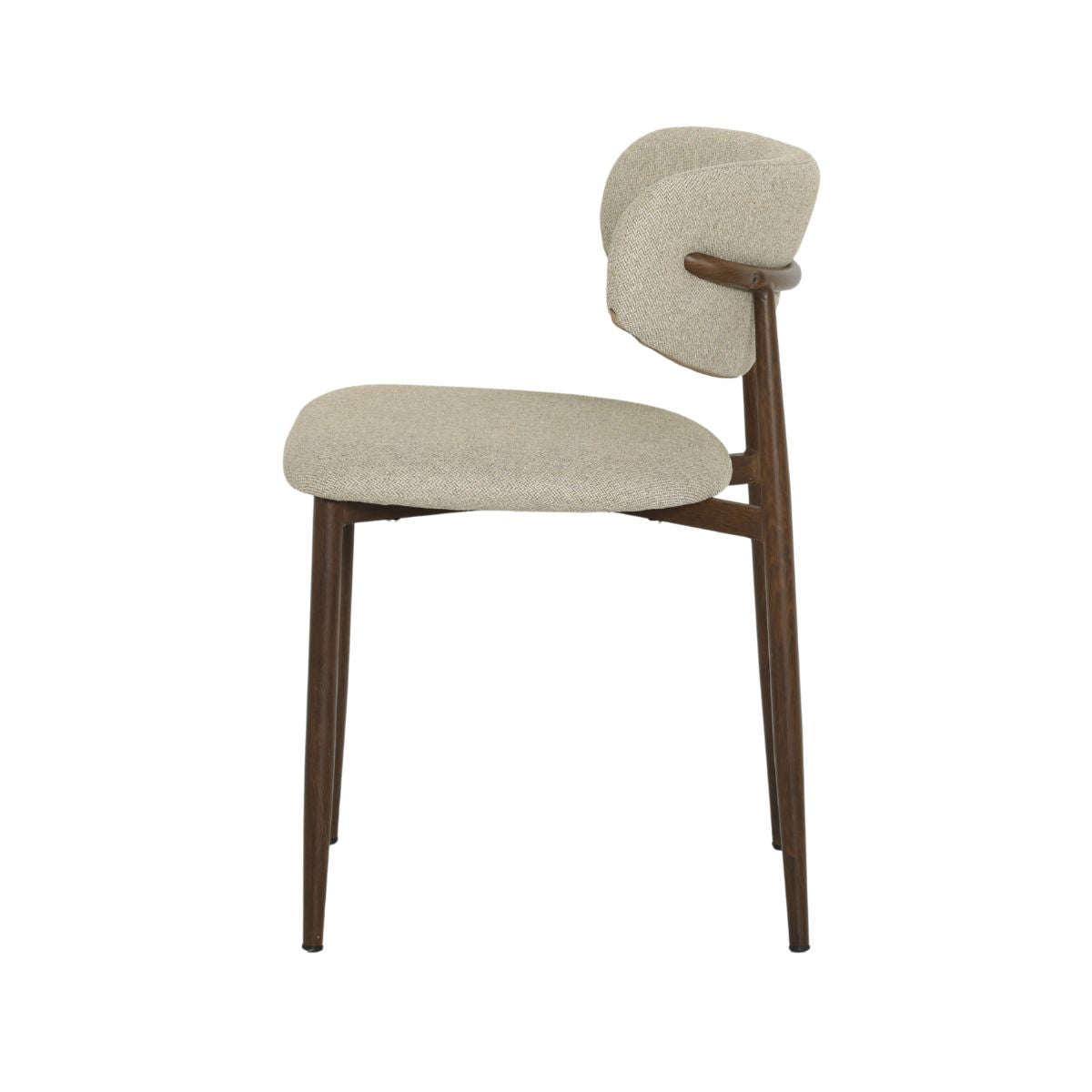 Scaun dining Classic Ote bej, textil, cu picioare metalice cu aspect lemn, 5, hectarul.ro