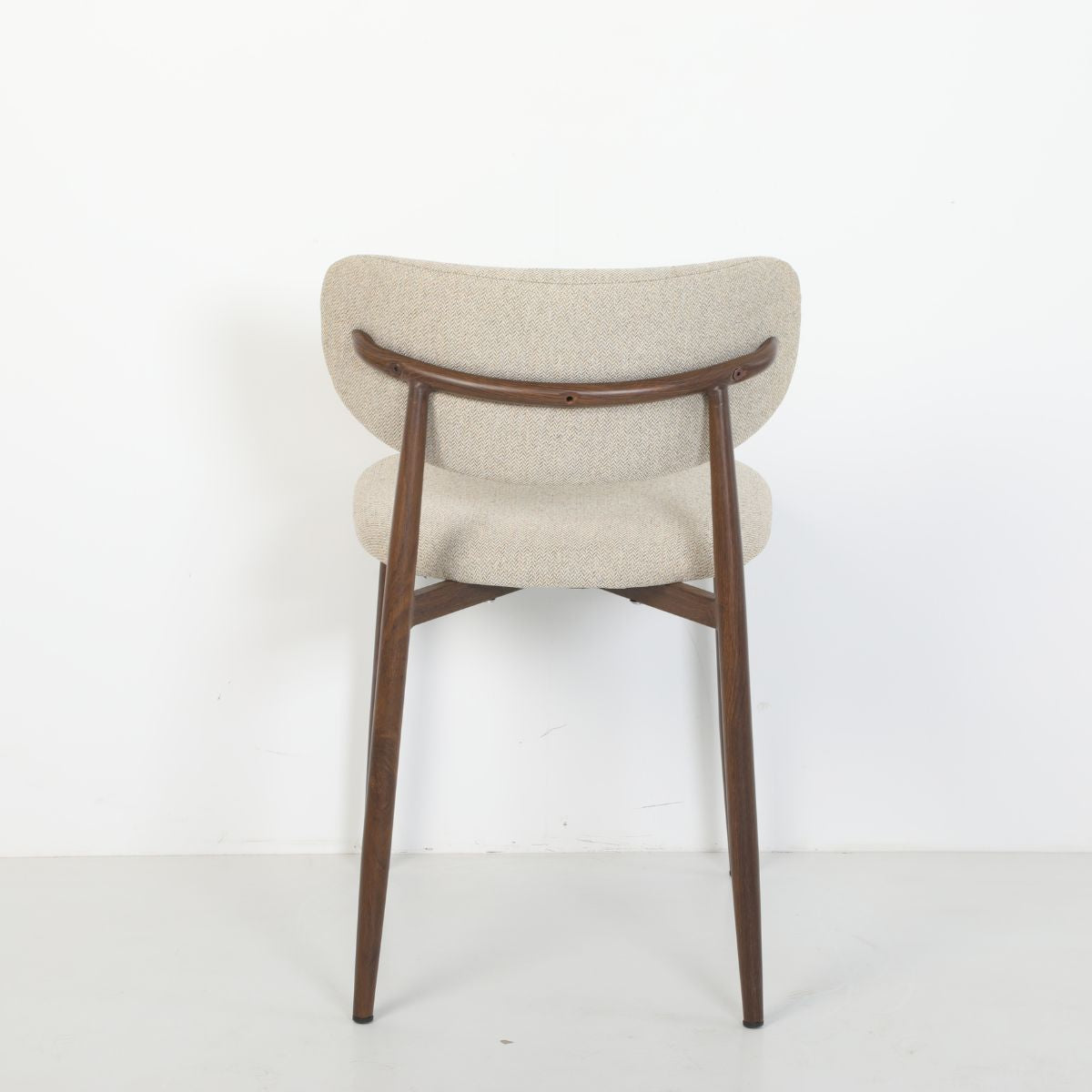 Scaun dining Classic Ote bej, textil, cu picioare metalice cu aspect lemn, 9, hectarul.ro
