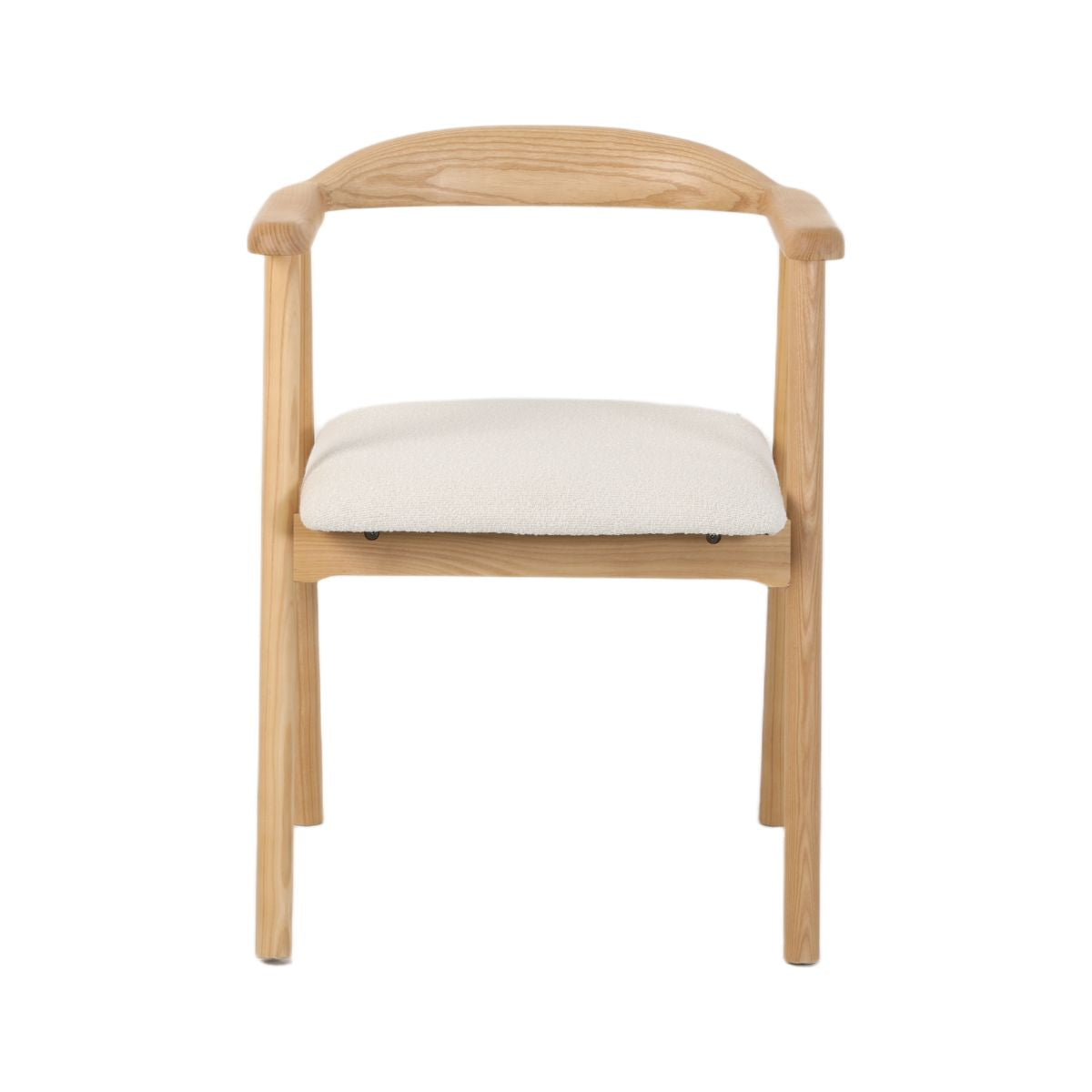 Scaun dining Lund Boucler crem, textil, cu picioare din lemn de frasin cu aspect stejar, 3, hectarul.ro