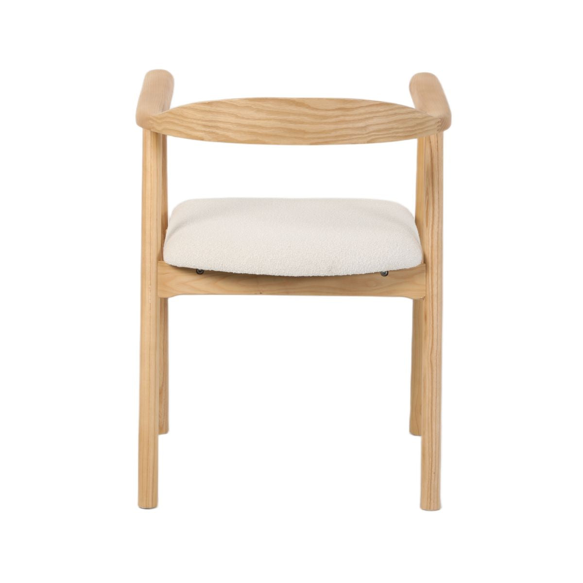 Scaun dining Lund Boucler crem, textil, cu picioare din lemn de frasin cu aspect stejar, 5, hectarul.ro