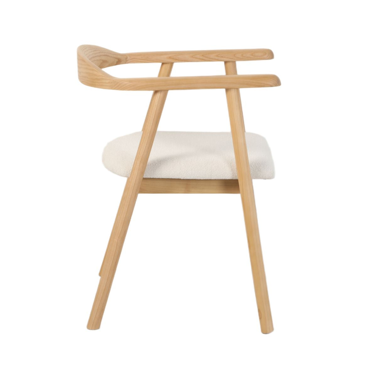 Scaun dining Lund Boucler crem, textil, cu picioare din lemn de frasin cu aspect stejar, 6, hectarul.ro