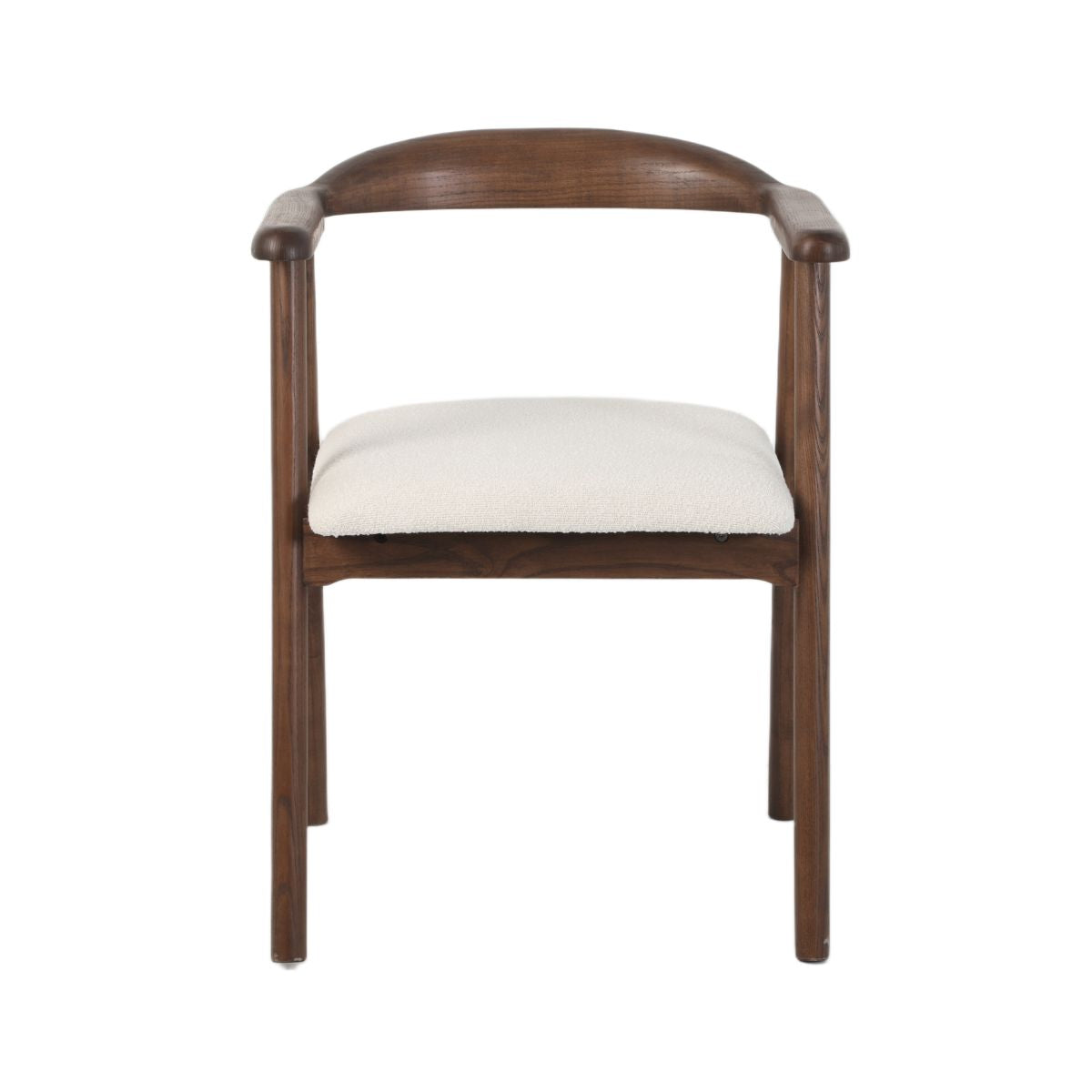 Scaun dining Lund Boucler crem, textil, cu picioare din lemn de frasin cu aspect nuc, 3, hectarul.ro