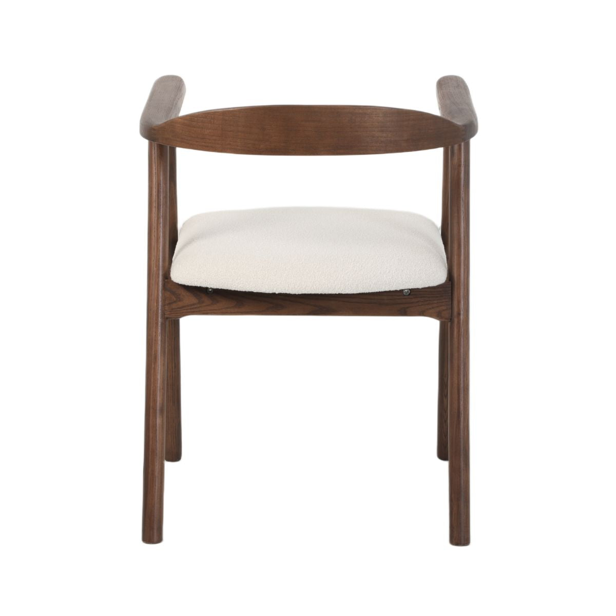 Scaun dining Lund Boucler crem, textil, cu picioare din lemn de frasin cu aspect nuc, 5, hectarul.ro