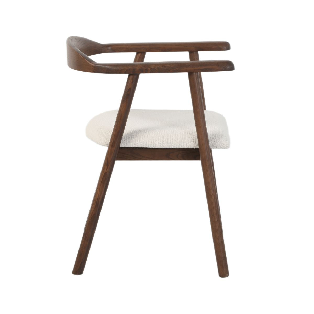 Scaun dining Lund Boucler crem, textil, cu picioare din lemn de frasin cu aspect nuc, 6, hectarul.ro