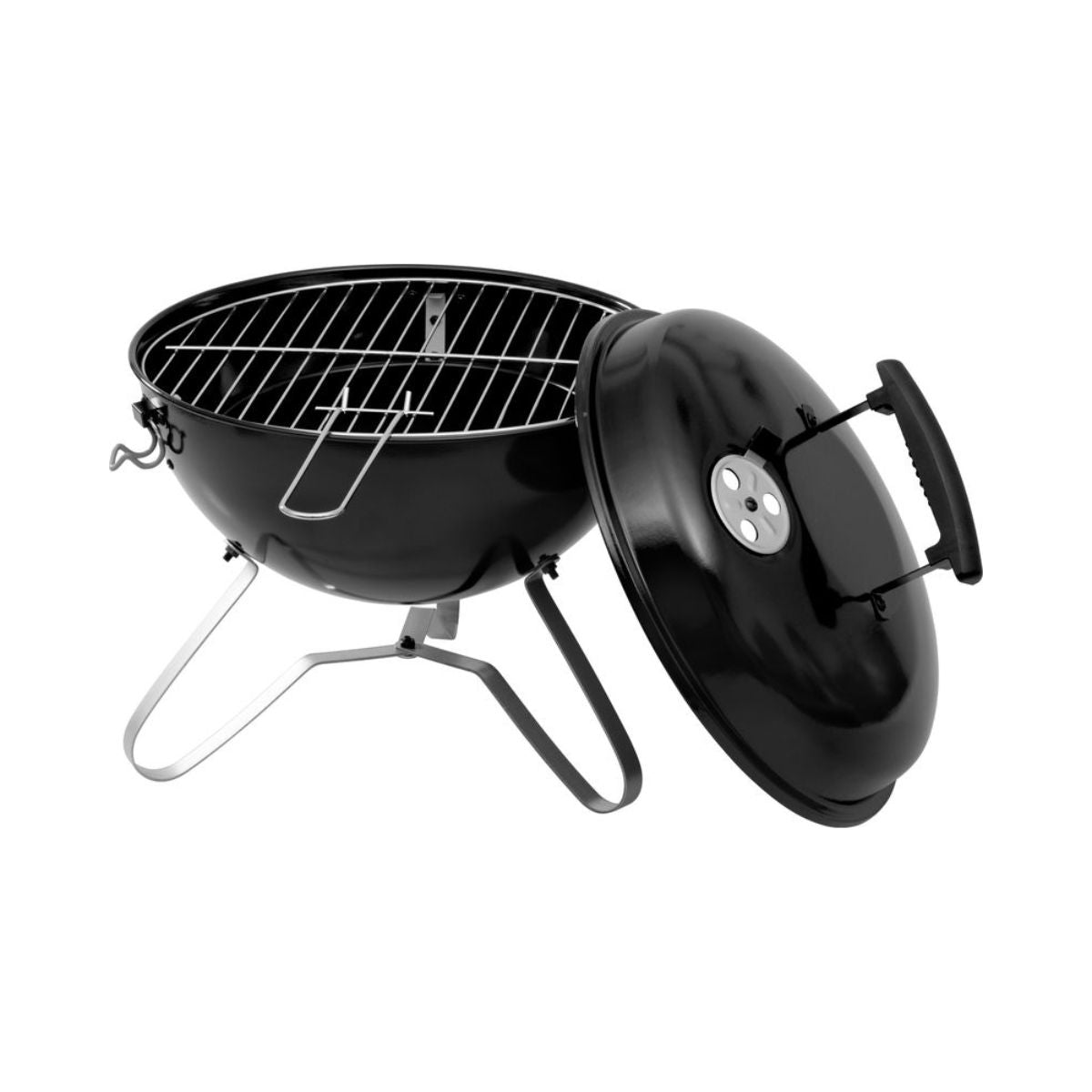 Gratar cu capac, pe carbuni, Strend Pro Niko BBQ, Ø37 cm, otel vopsit, portabil, 2, hectarul.ro