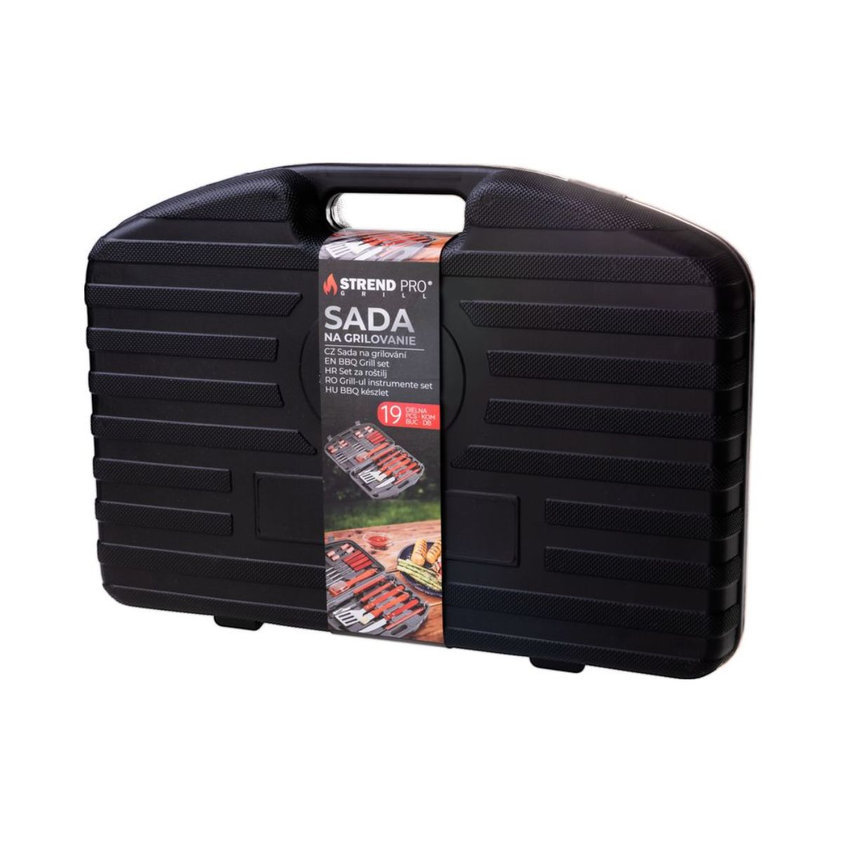 Set ustensile gratar 19 piese Strend Pro Grill, inox si lemn in geanta rigida, 5, hectarul.ro
