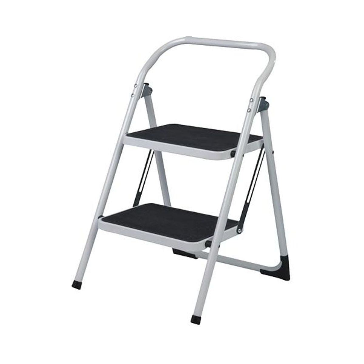 Scara pliabila din otel, 2 trepte, maner siguranta, max 150 kg, alb/negru WRH2063 Strend Pro
