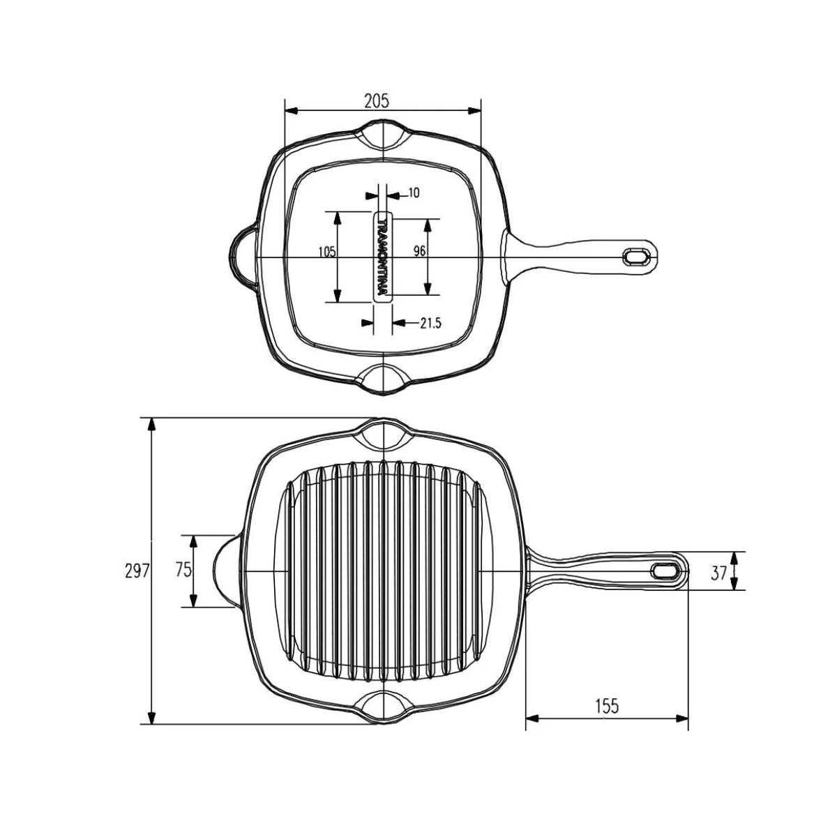 Tigaie-grill patrata 27x27 cm din fonta Black Collection Tramontina, 8, hectarul.ro