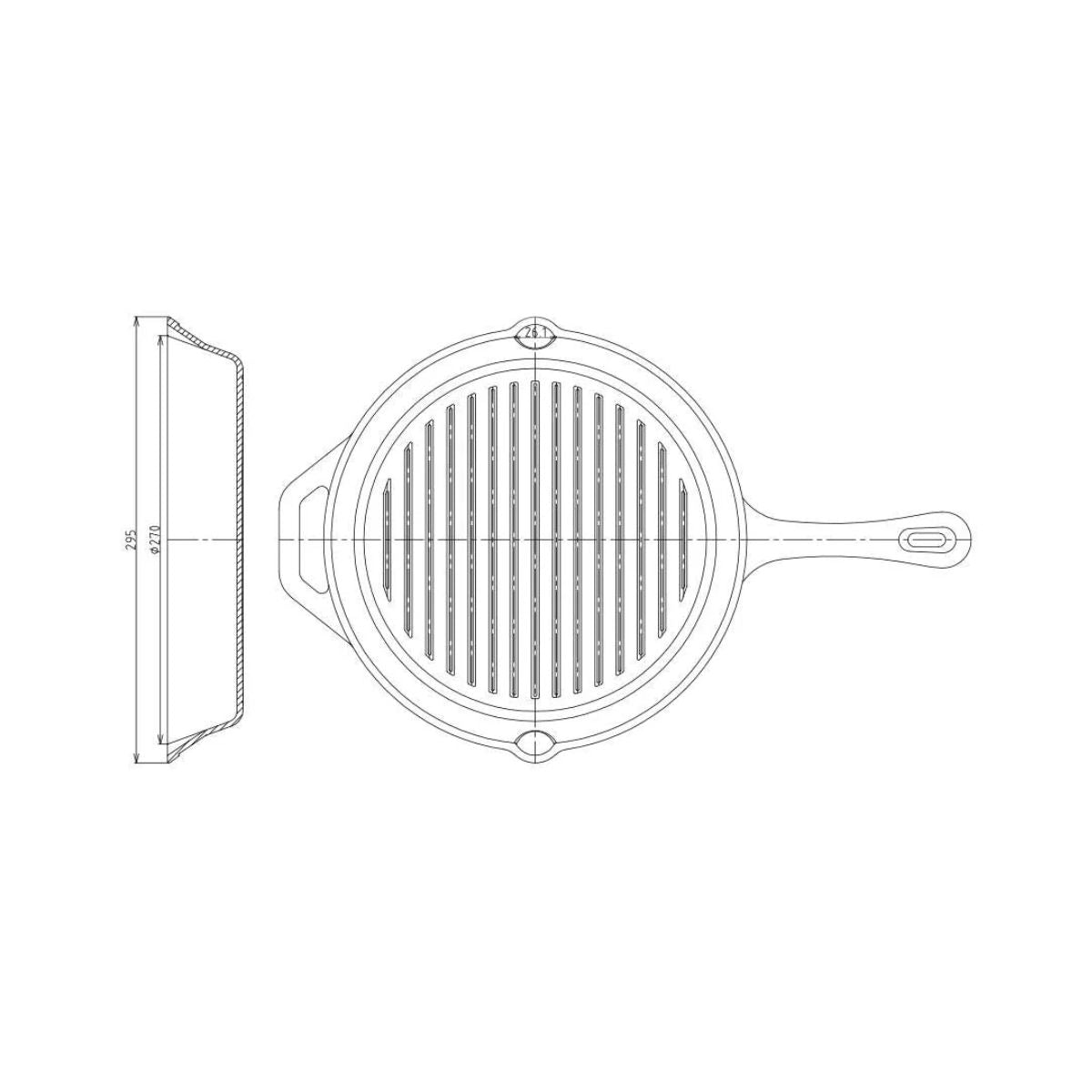 Tigaie-grill rotunda Ø28 cm din fonta Black Collection Tramontina, 8, hectarul.ro
