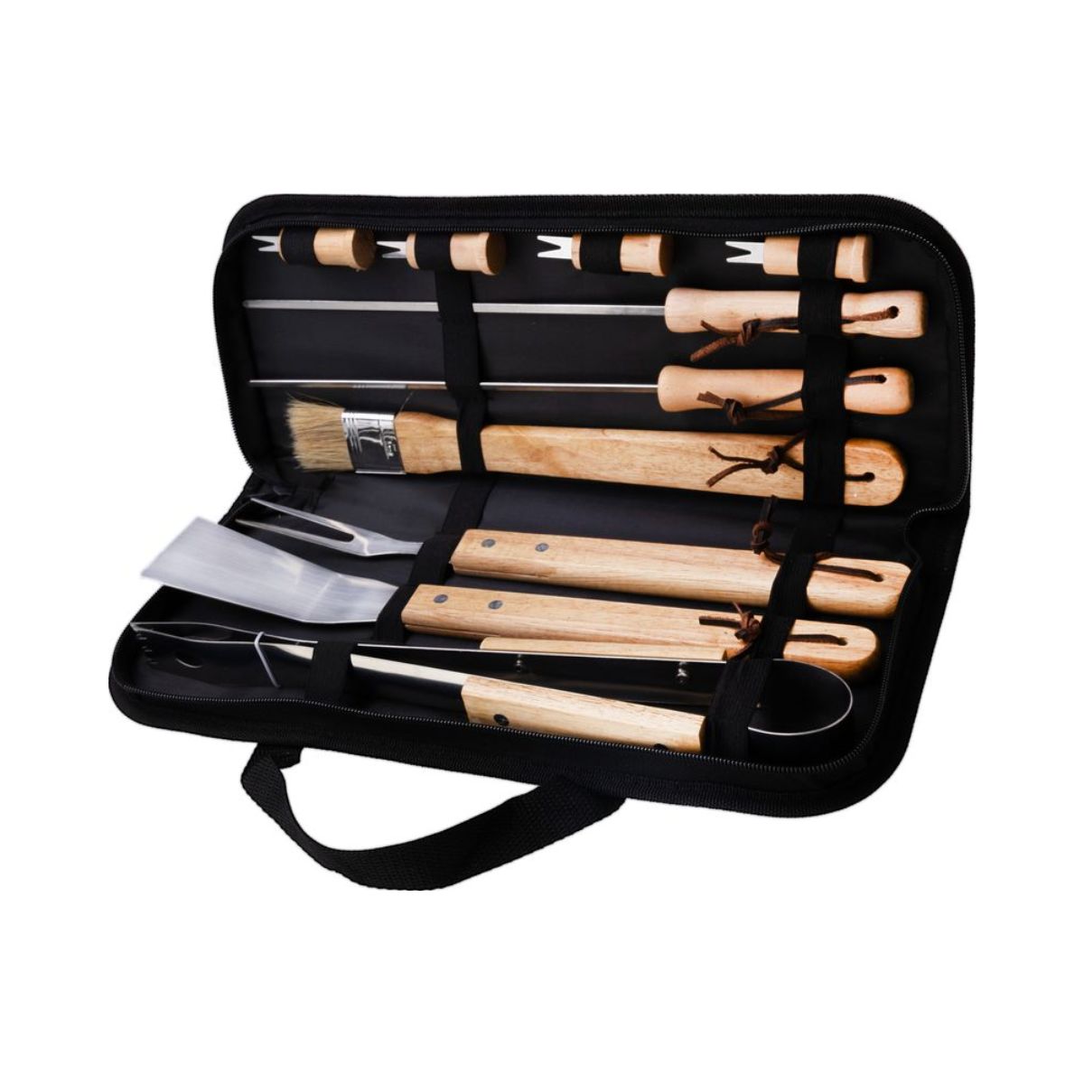 Set ustensile gratar 11 piese Strend Pro Grill, inox si lemn in geanta transport, 1, hectarul.ro