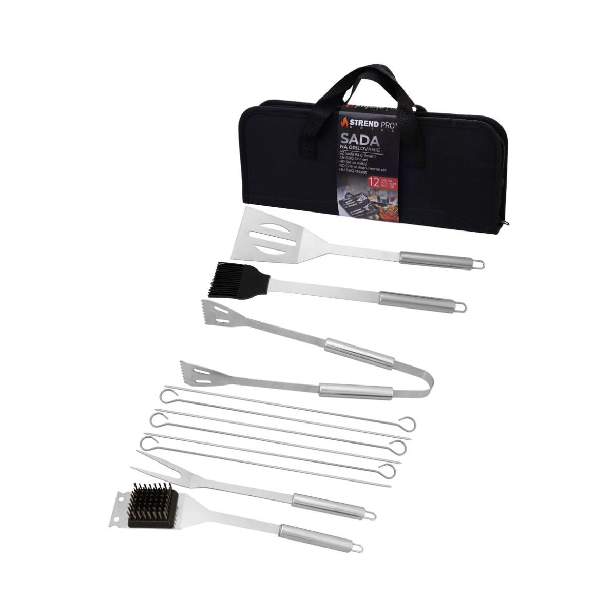 Set ustensile gratar 12 piese Strend Pro Grill inox in geanta transport, 2, hectarul.ro